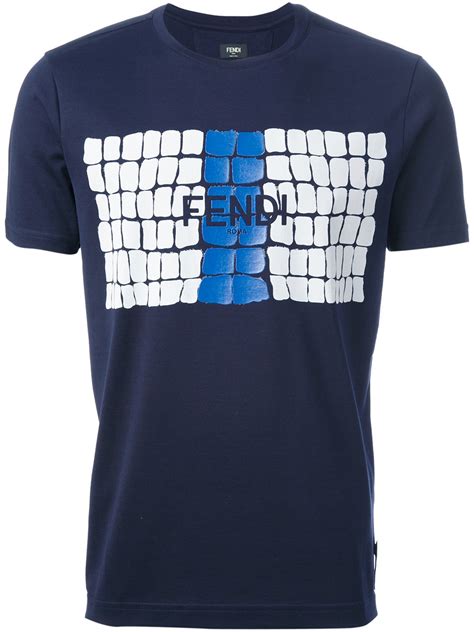 fendi t shirt blue eyes|fendi logo print t shirt.